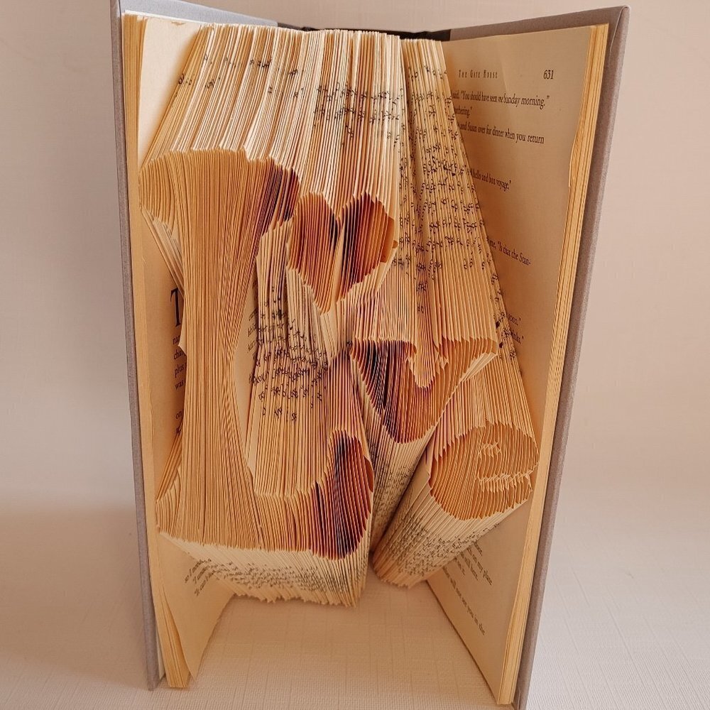 Folded Book Paper Art "LOVE" Handmade